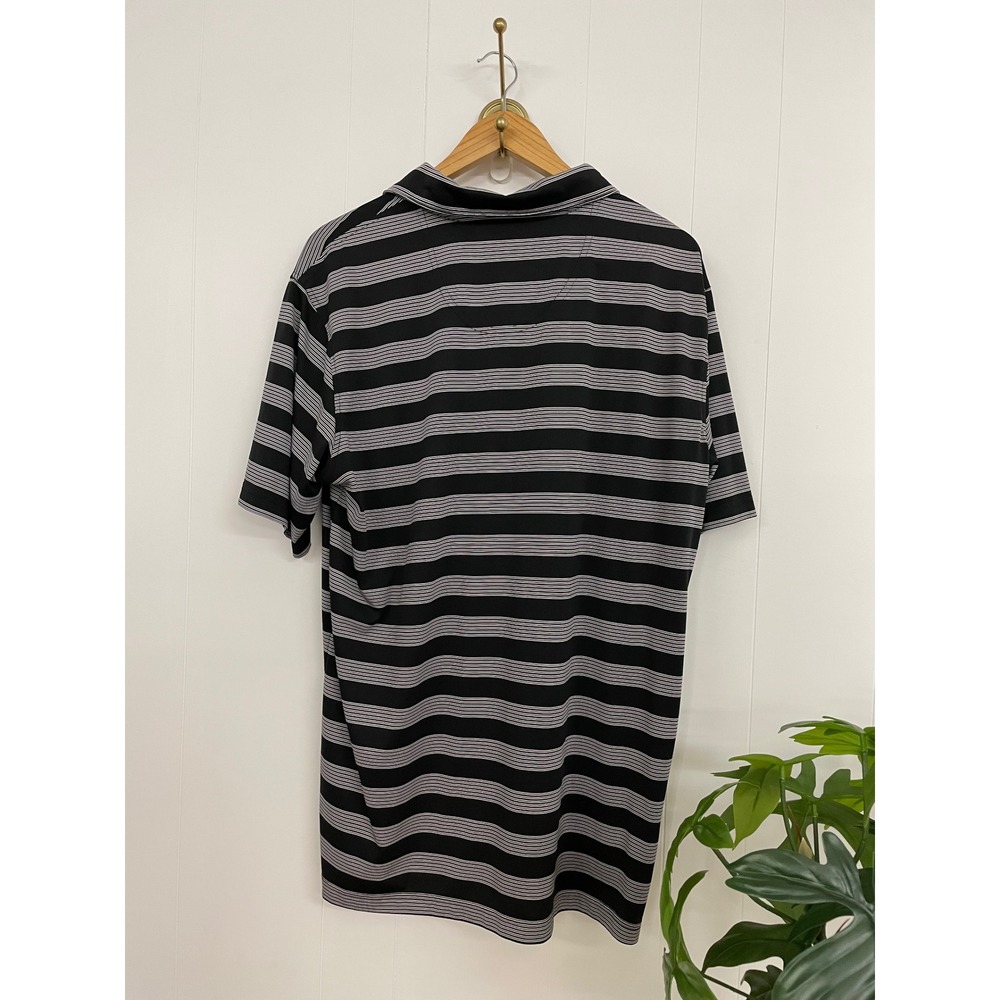 Pebble Beach Performance Mens XL Polo Shirt Black White Striped Golf Shirt - Picture 3 of 5